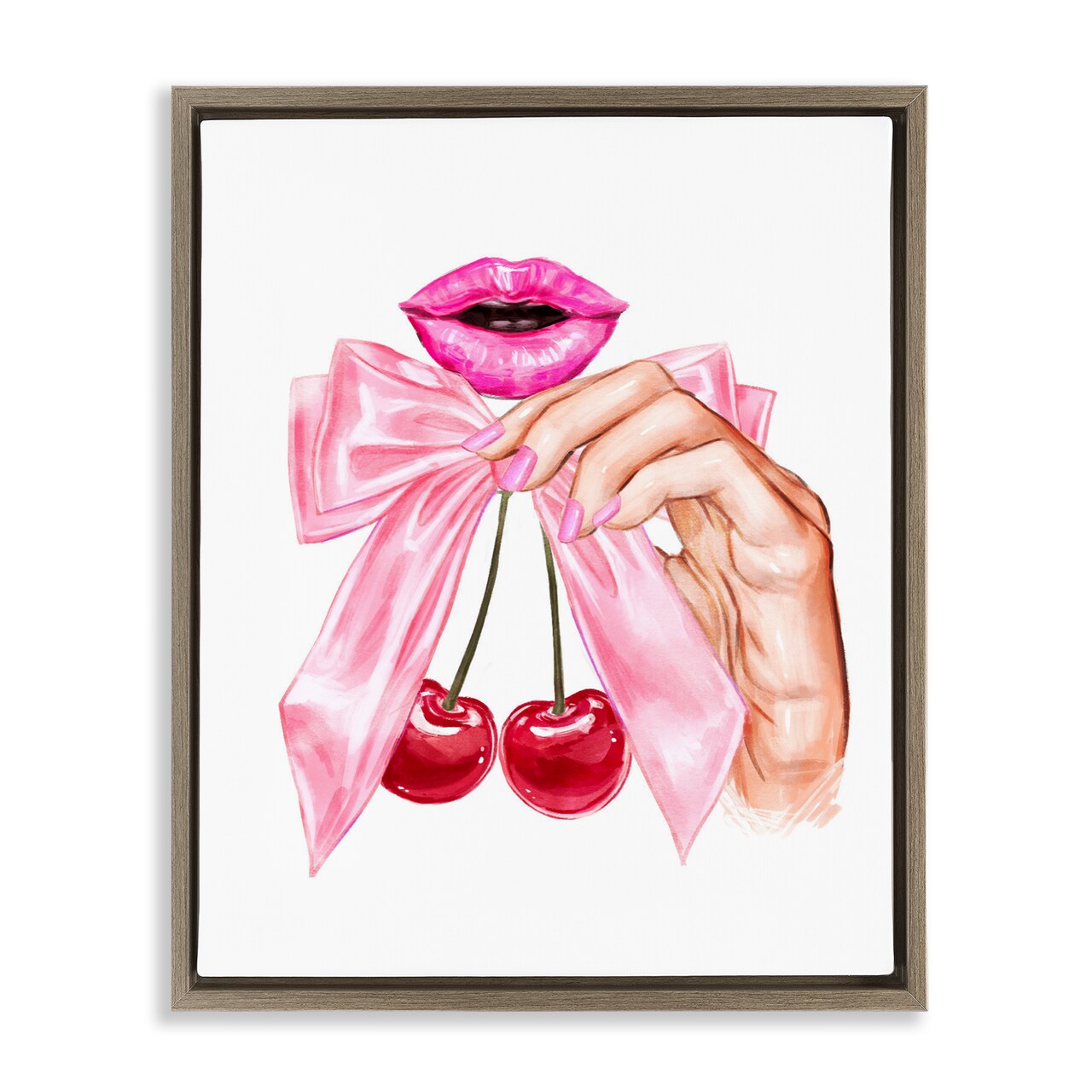 Stupell Industries Lips & Feminine Cherries Floating Frame, design by Ziwei Li